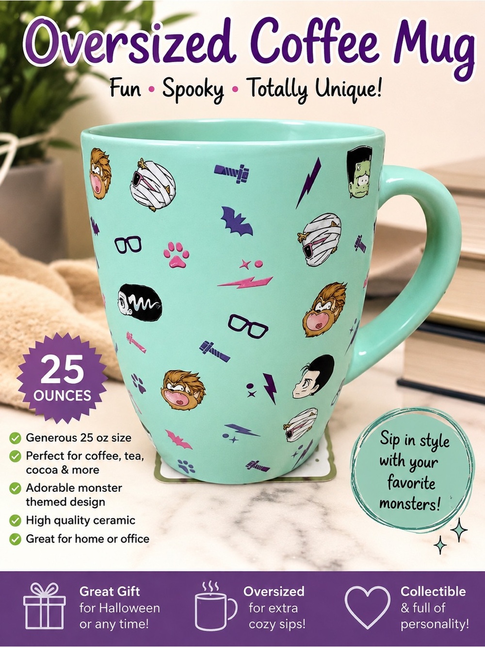 Universal Studios Monsters Mint Green Character Mug